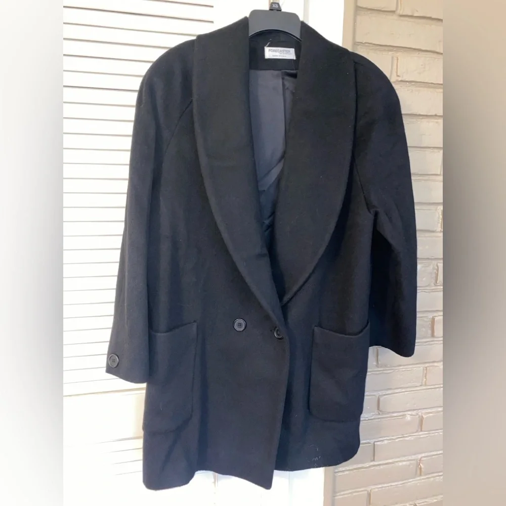 Vintage Black Wool Button Coat
